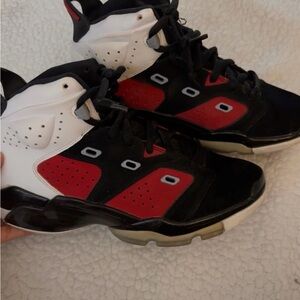 Jordan High-Top Sneakers in Black, Red & White